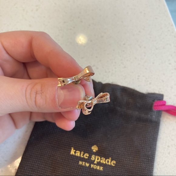 kate spade Jewelry - Kate Spade Bow Earrings - Rose Gold